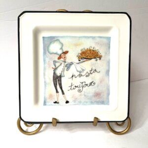 BRUNELLI “La Femme Chef”  Apprx 7.5 “ Square  Plate, Made in Italy